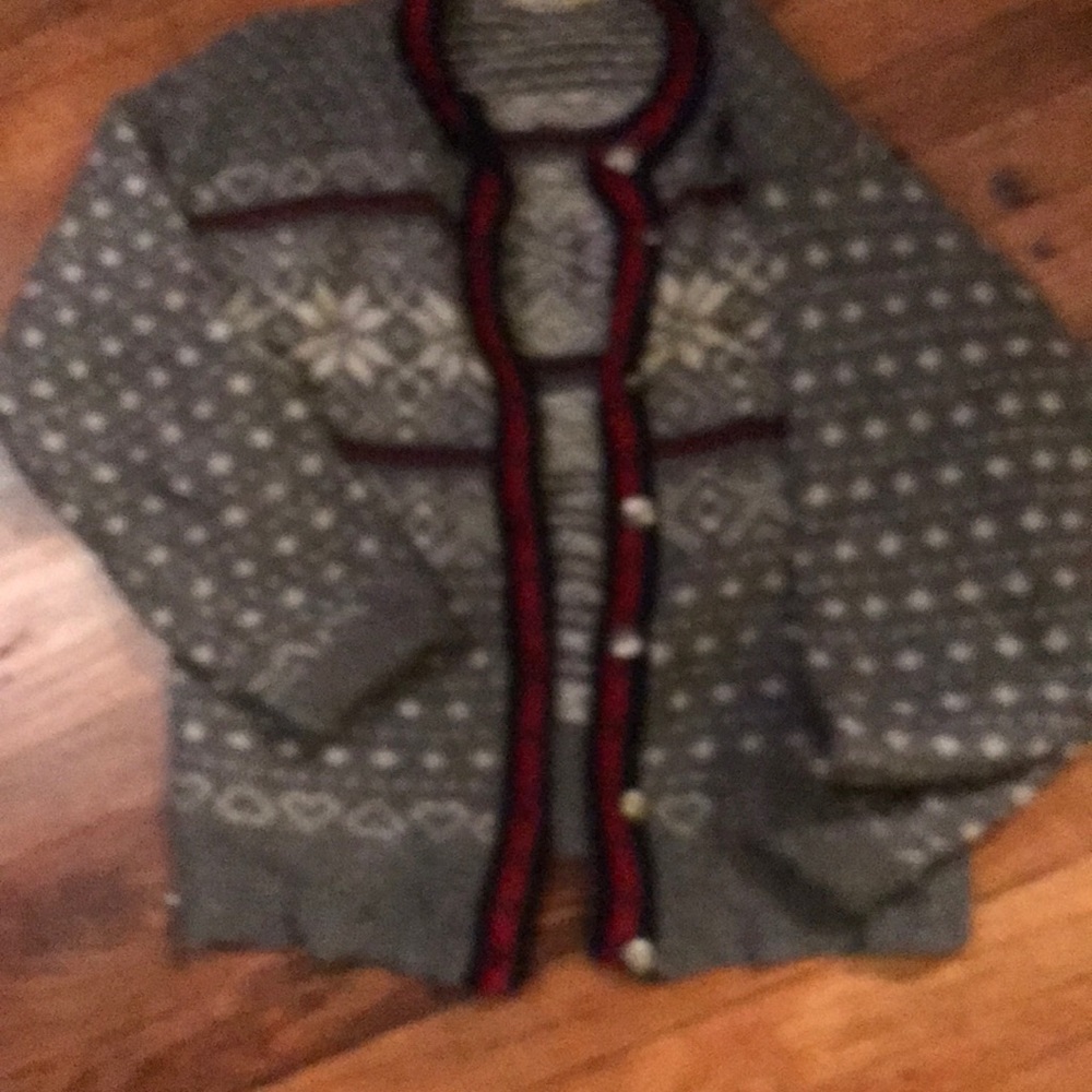 L.L. Bean snowflake cardigan wool sweater